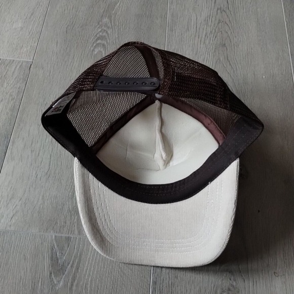 I Love New York Trucker Hat Corduroy Snapback Cap Beige White Black OSFA NYC NY - Picture 9 of 12